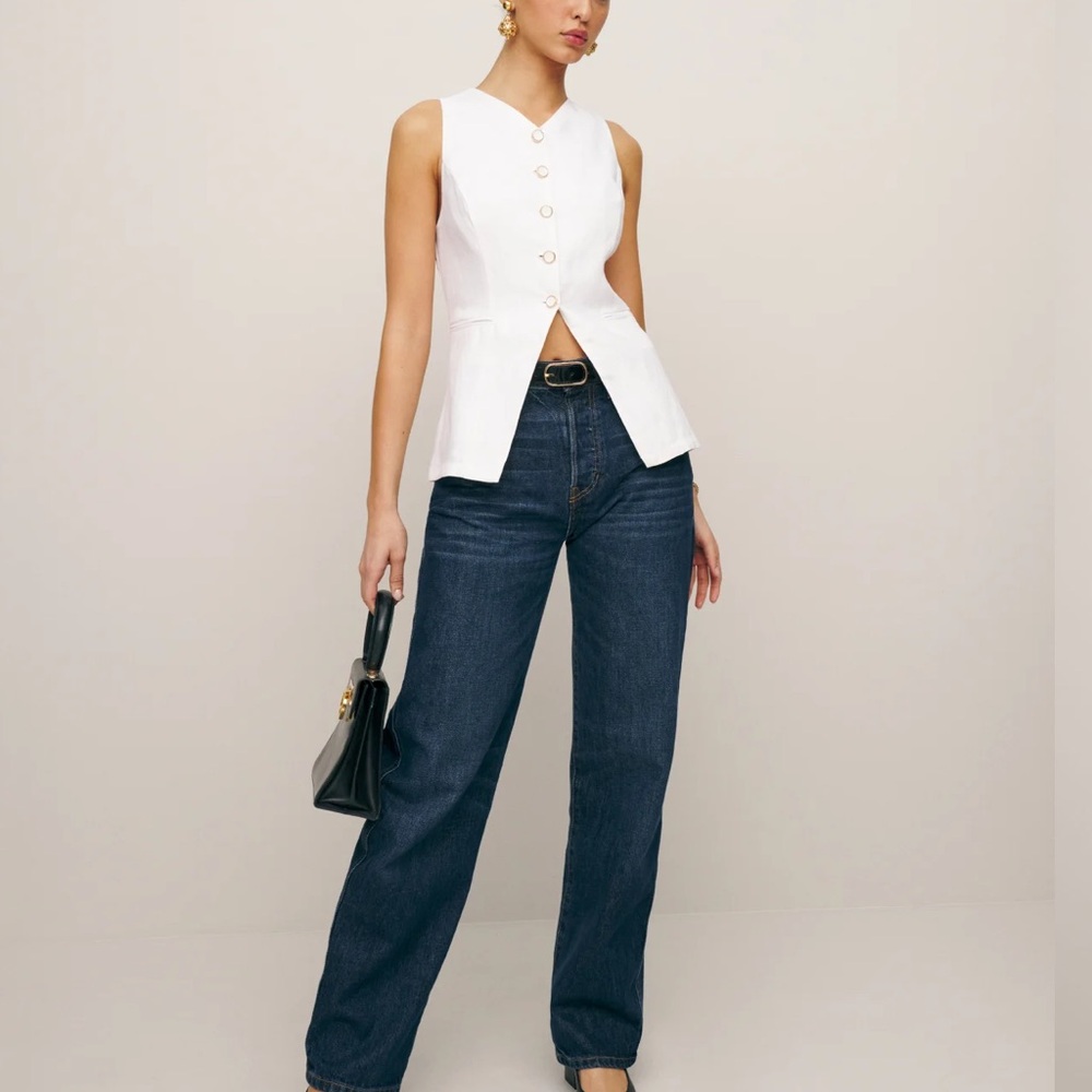 BNWT Reformation Aspen White Linen Vest Size 0